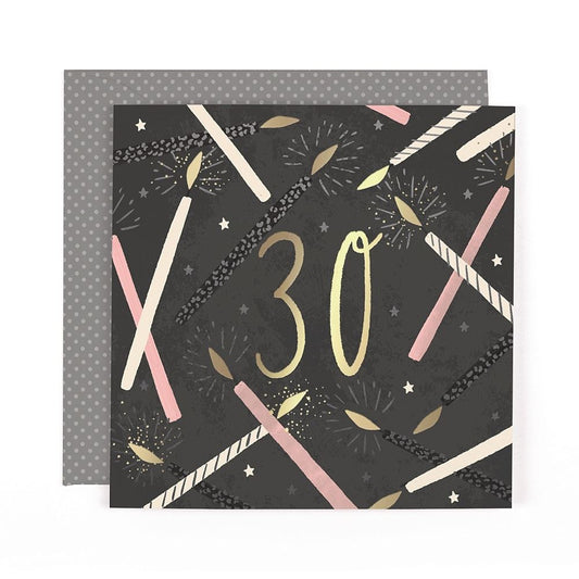 Candles Design Contemporary Luxury Foiled 30th Birthday Card