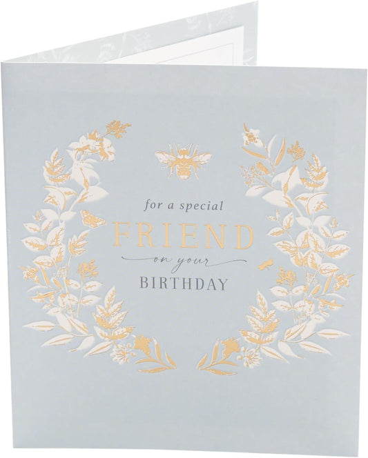 Green & Gold Design Special Friend Birthday Card