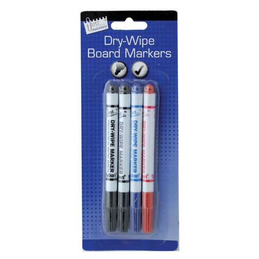 Just Stationery Dry Wipe Marker - Assorted Colours (Set of 4)