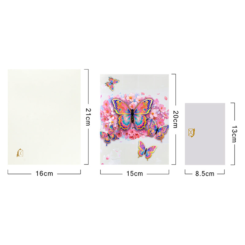 Wings of Color Cherry Blossom 3D Pop Up Greeting Card - Birthday Mother Anniversary Valentine's Day