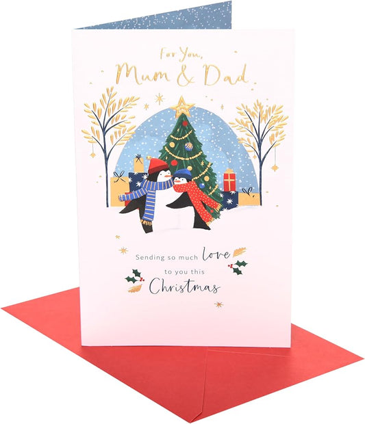 Penguins Design Mum & Dad Christmas Card