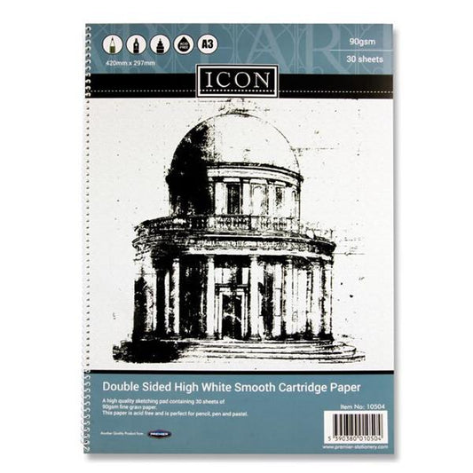 A3 90gsm 30 Sheets Spiral Sketch Pad by Icon