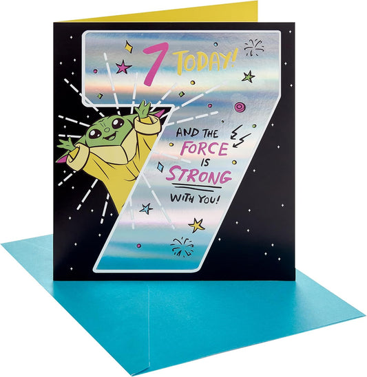 Star Wars Grogu Design 7th Birthday Card