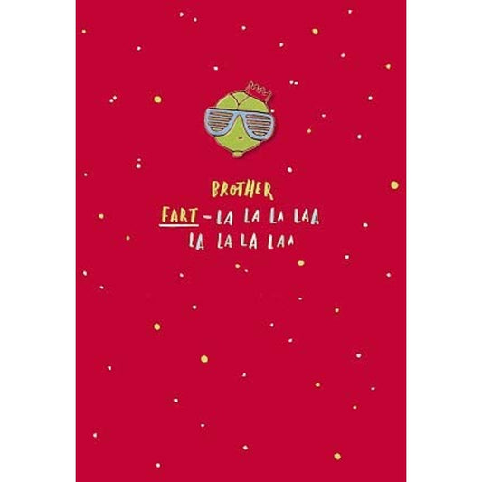 Hotch Potch Christmas Card with Enamel Pin Badge Brother Fart-la la la la laa la la la laa