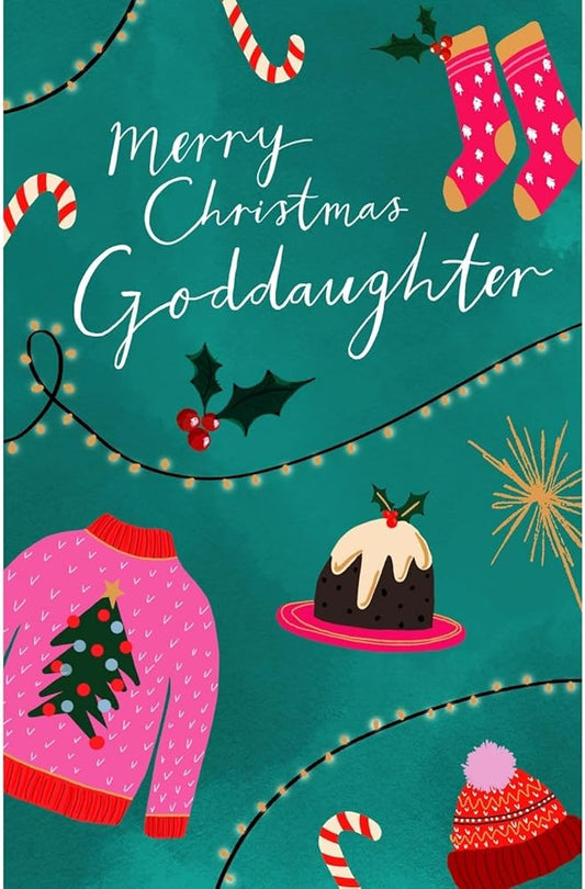 Festive Design Heartfelt Wishes Goddaughter Christmas Card
