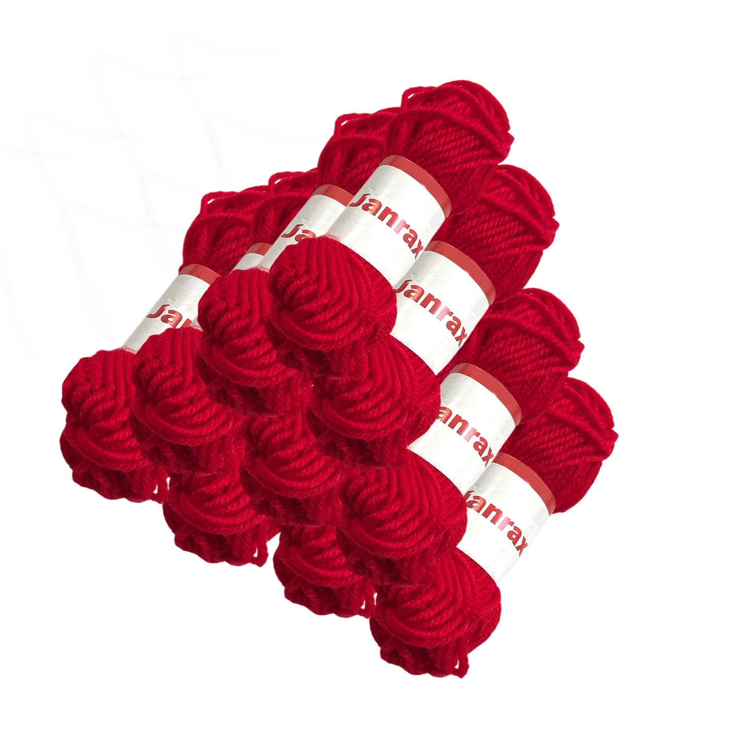 Pack of 10 Red Acrylic Yarn Rolls – 10g each, 4 Strand 8 Ply Knitting Wool