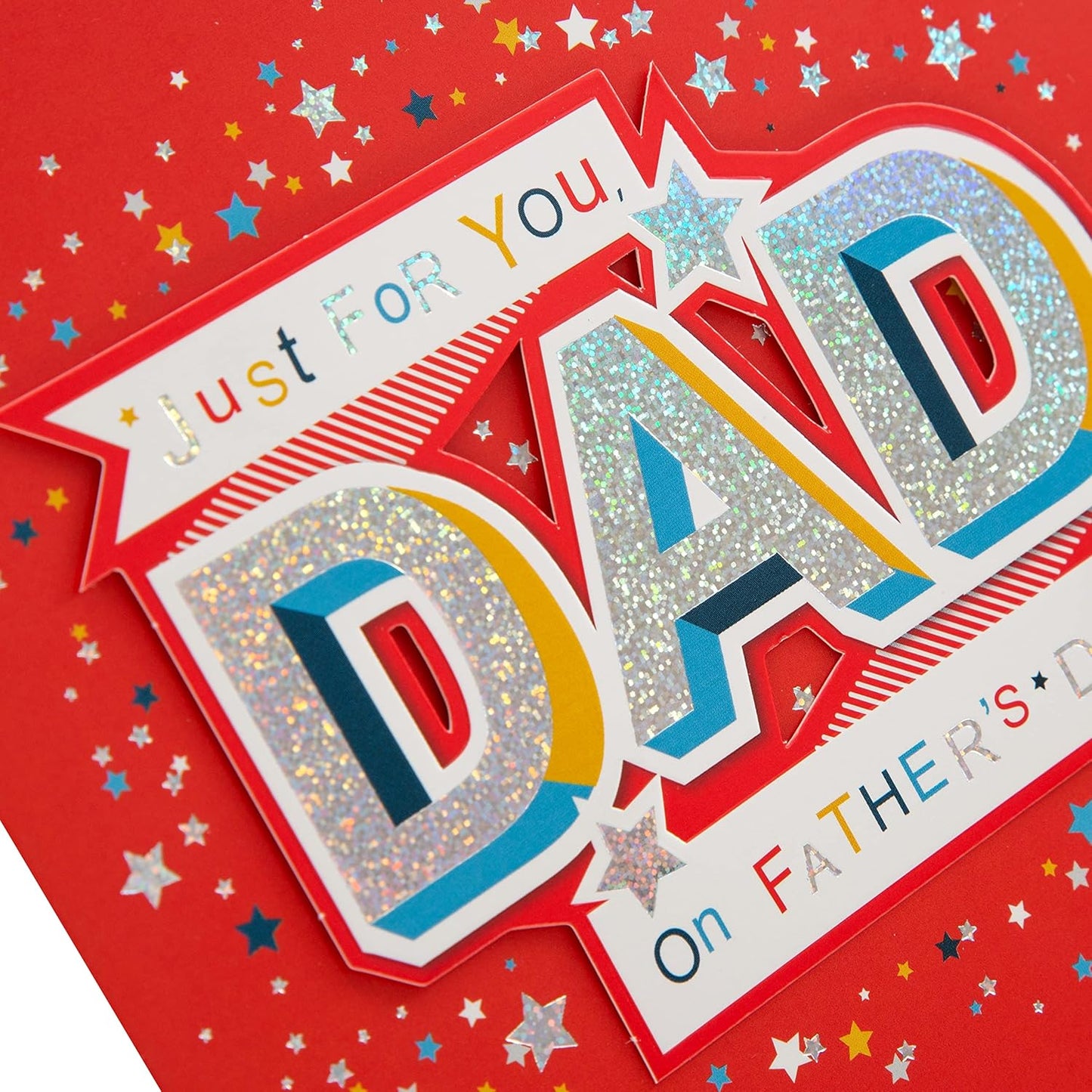 Bold Design Stars Red Holographic Foil Dad Father's Day Card 