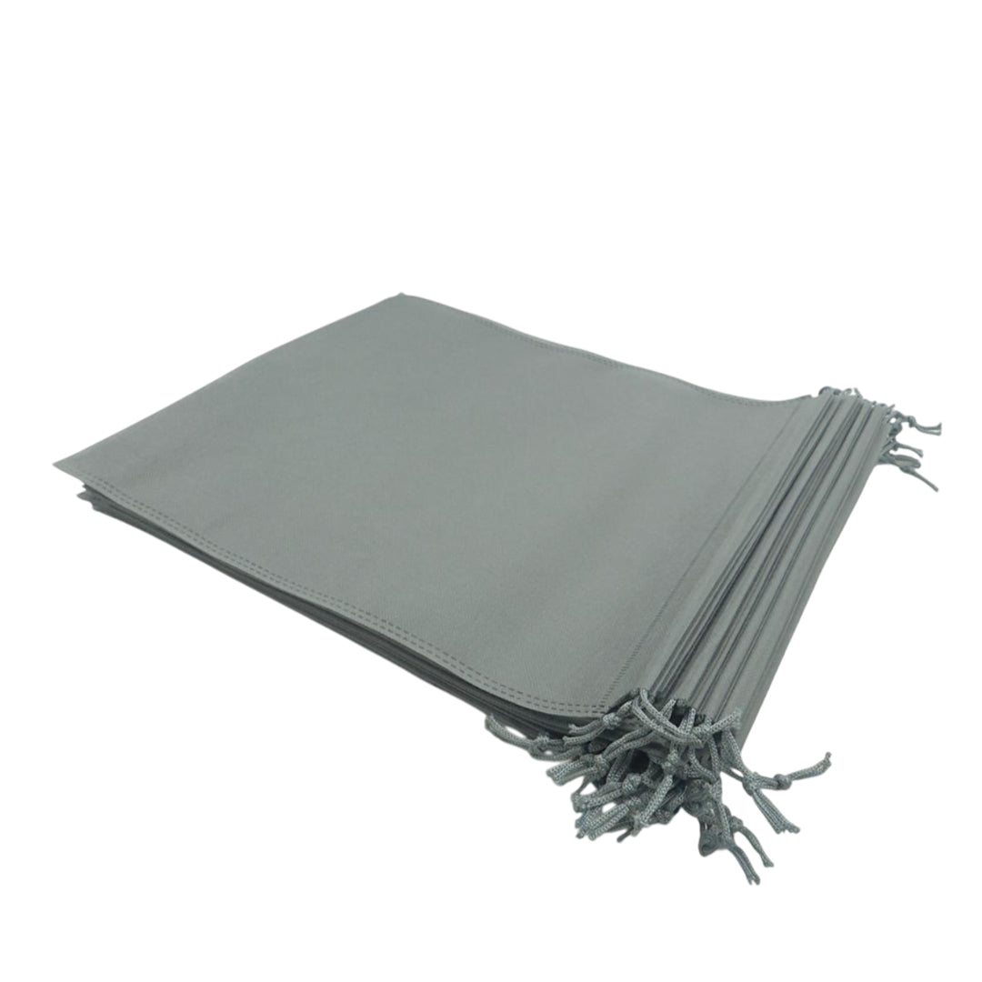 Pack of 50 Grey Coloured 32x22cm Non-Woven Drawstring Bags