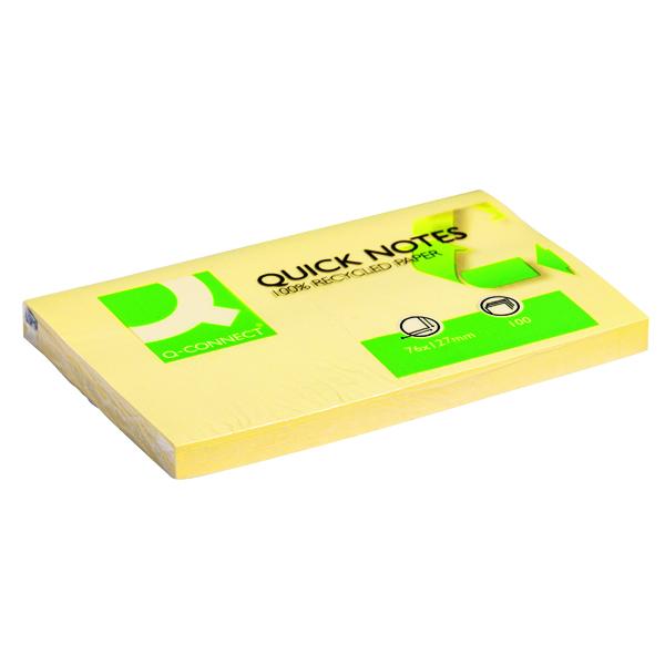 Q-Connect Recycled Quick Notes 76 x 127mm Yellow (Pack of 12) KF05610