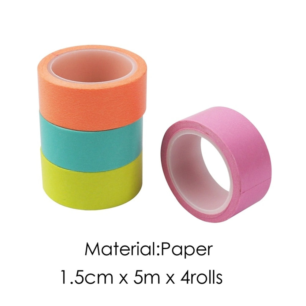 3x Pack of 4 Assorted Colour Washi Tapes 1.5cm x 5m