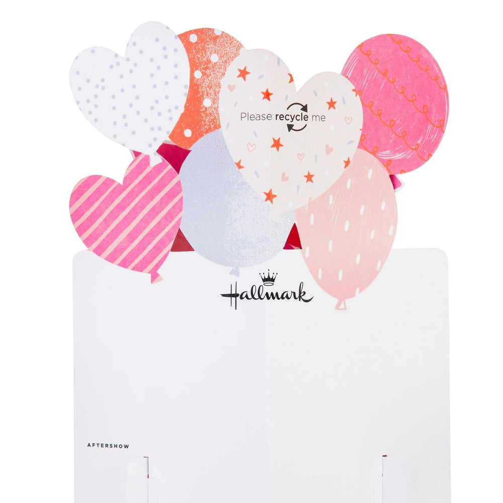 3D Pop-Up Heart Balloons Design Anniversary Card