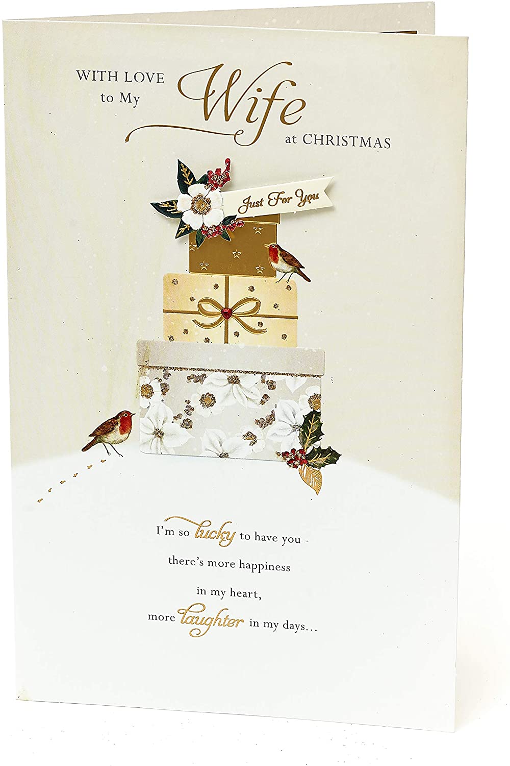 With Love To My Wife Gift Boxes Design Hand Finished Christmas Card