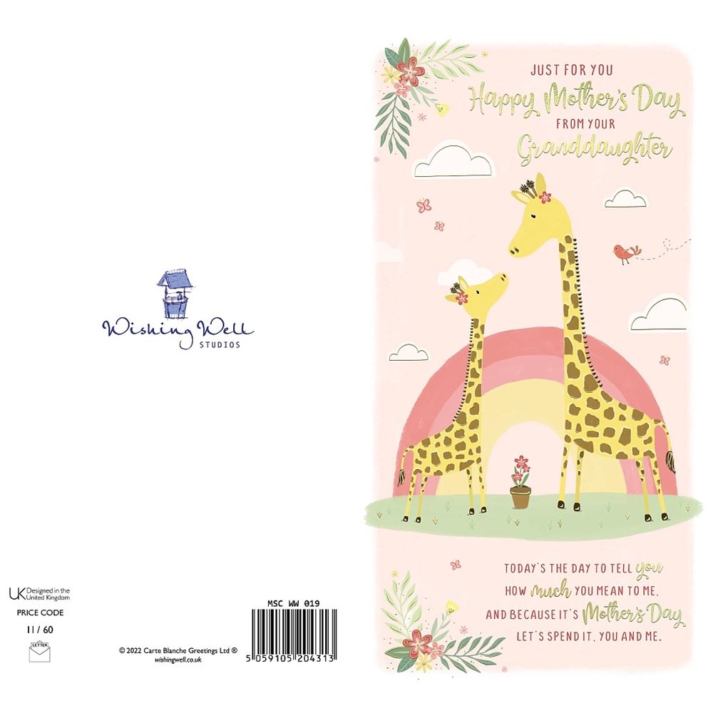 Giraffe Design with Floral Accents From Granddaughter Mother's Day Card