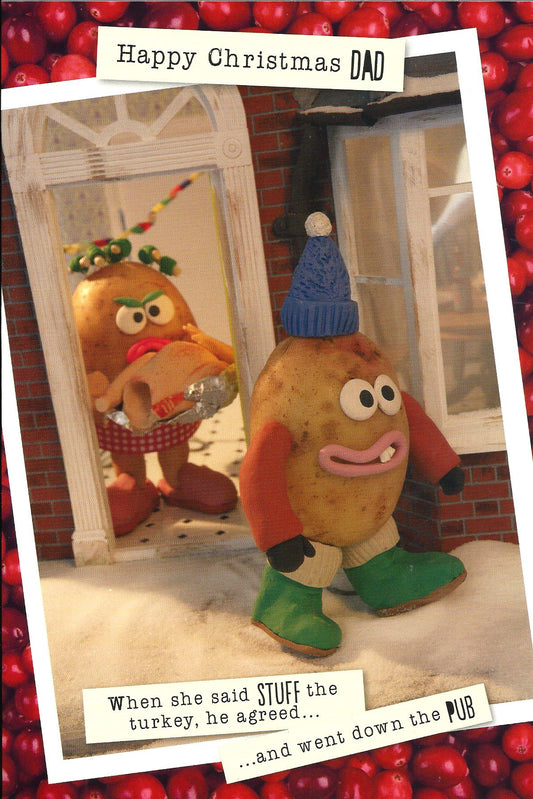 Violent Veg Dad Went Down The Pub Funny Christmas Card