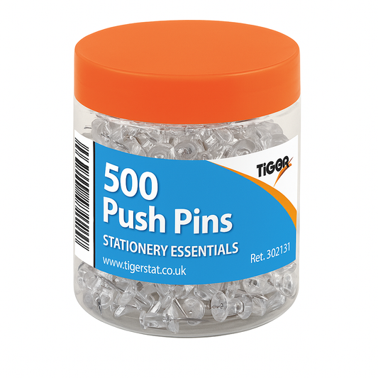 Tub of 500 Clear Push Pins