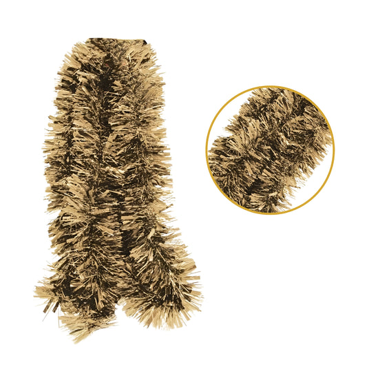 Pack of 6 2m Christmas Chunky Tinsel - Gold