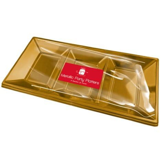 Pack of 2 Metallic 3 Section Platter Trays