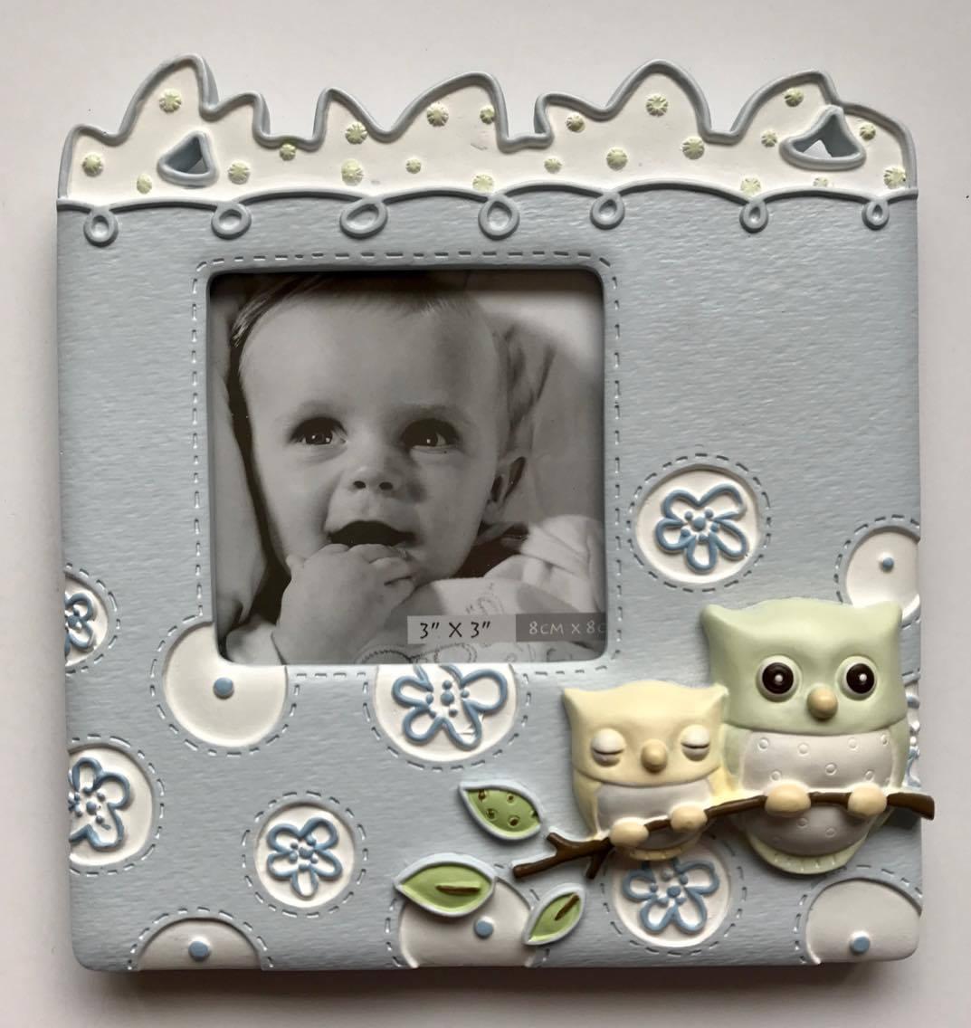 Baby Owl Series Boys Blue Small Photo Frame - 3"x3" Picture