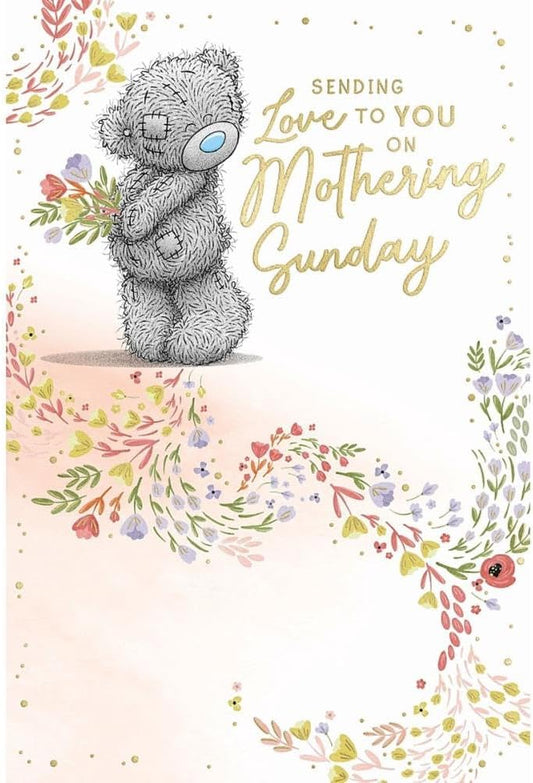 Bear Holding Flowers Mothering Sunday Mother's Day Card