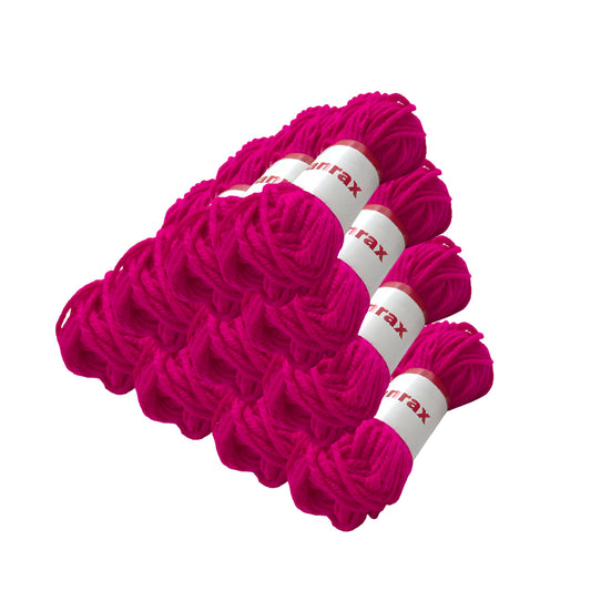 Pack of 20 Hot Pink Acrylic Yarn Rolls – 10g each, 4 Strand 8 Ply Knitting Wool