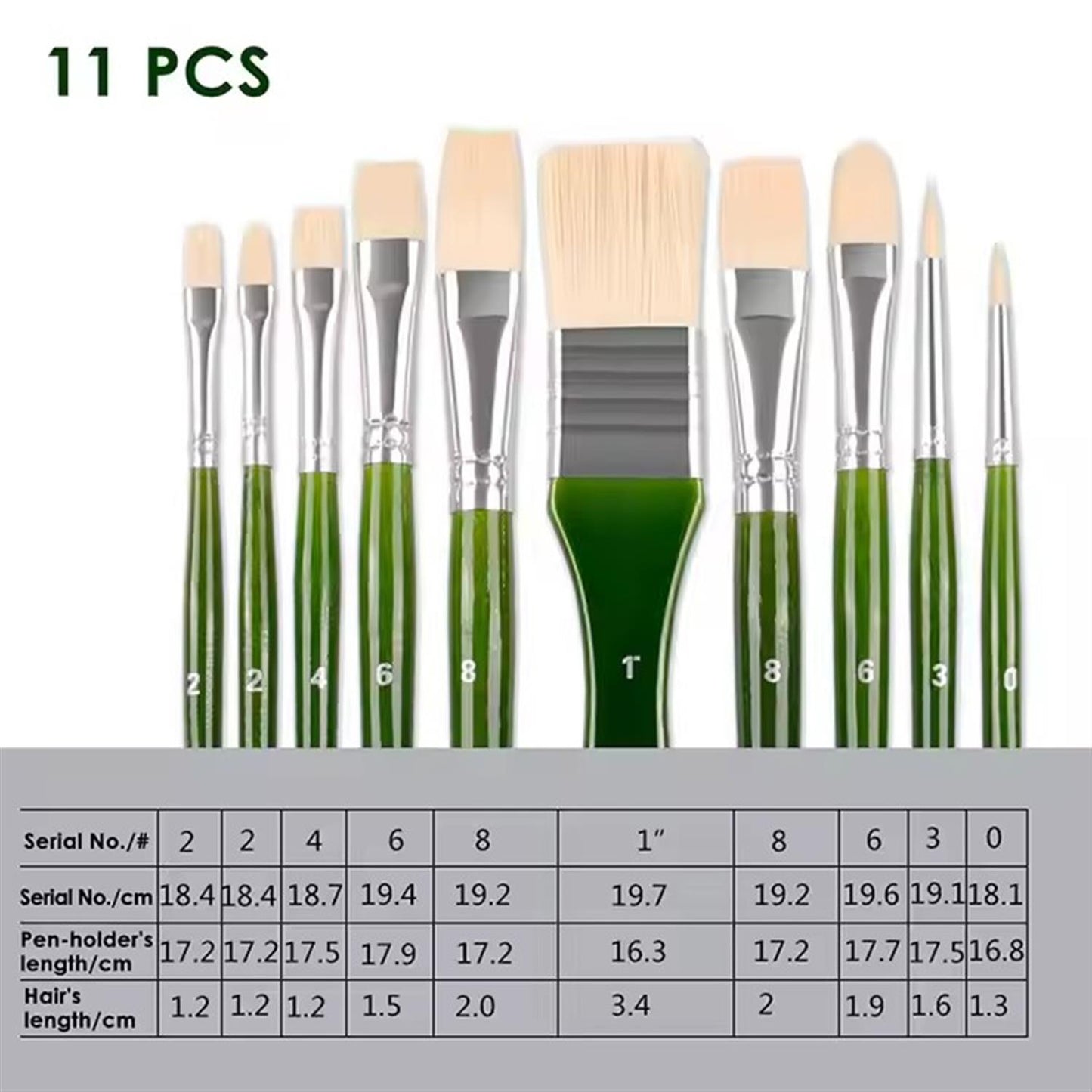 Pack of 11 Pieces Nylon Oil Color Brush Set for Painting