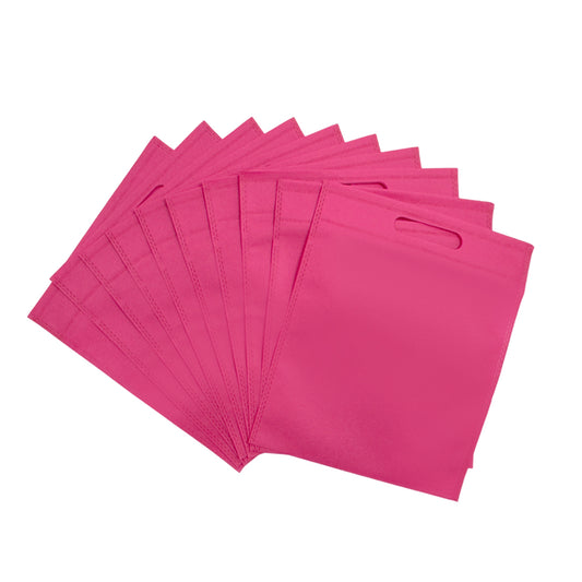 Pack of 25 Pink Coloured 30x25cm Non-Woven Patch Handle Bags