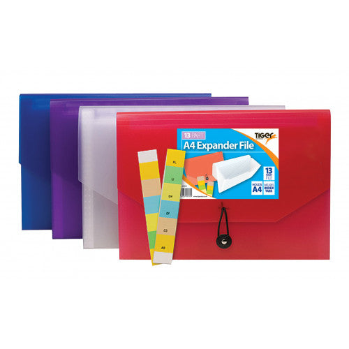 A4 13 Pocket Expander File (Assorted Colours)