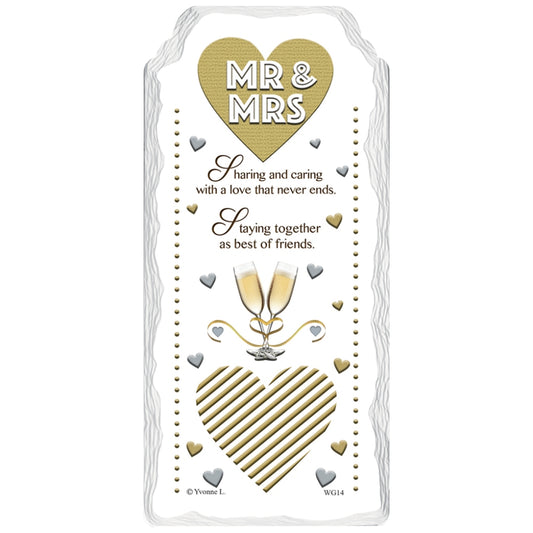 Mr & Mrs Sentimental Handcrafted Ceramic Plaque - Wedding Anniversary Engagment Gift