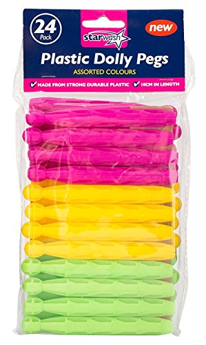 Pack of 24 Coloured Plastic Dolly Pegs