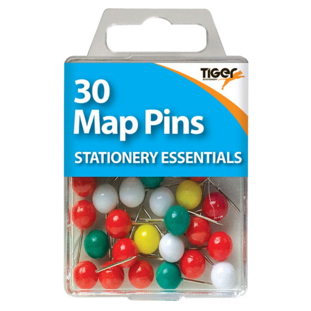 Pack of 30 Coloured Map Pins