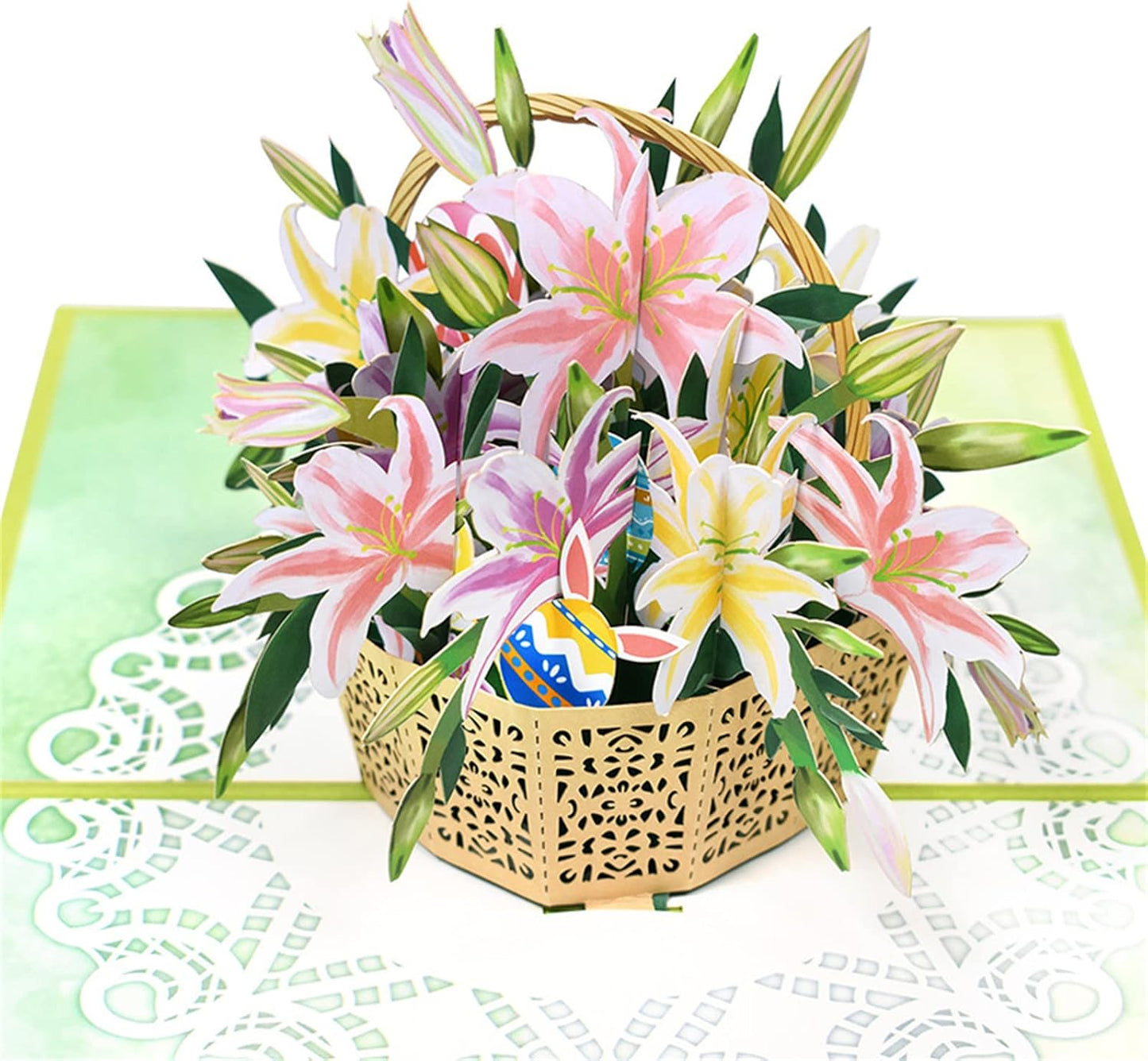 Colorful Lily Basket 3D Pop Up Easter Card