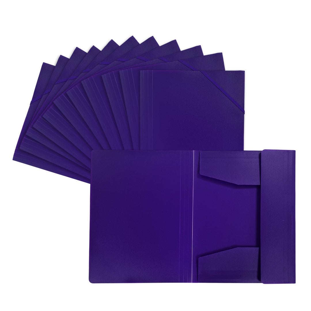 Pack of 120 A4 Purple 3 Flap Folders with Elasticated Closure