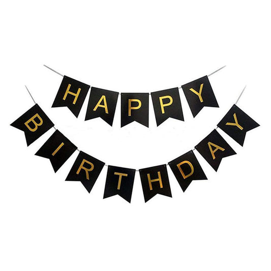 Black Happy Birthday Party Banner