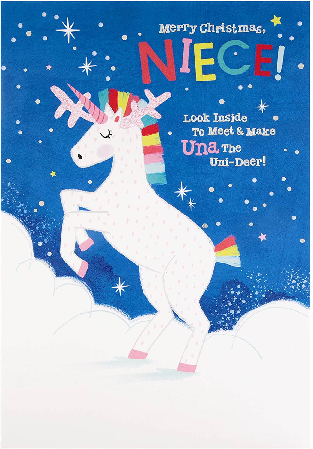 Niece Unicorn Finger Puppet Design Christmas Activity Card