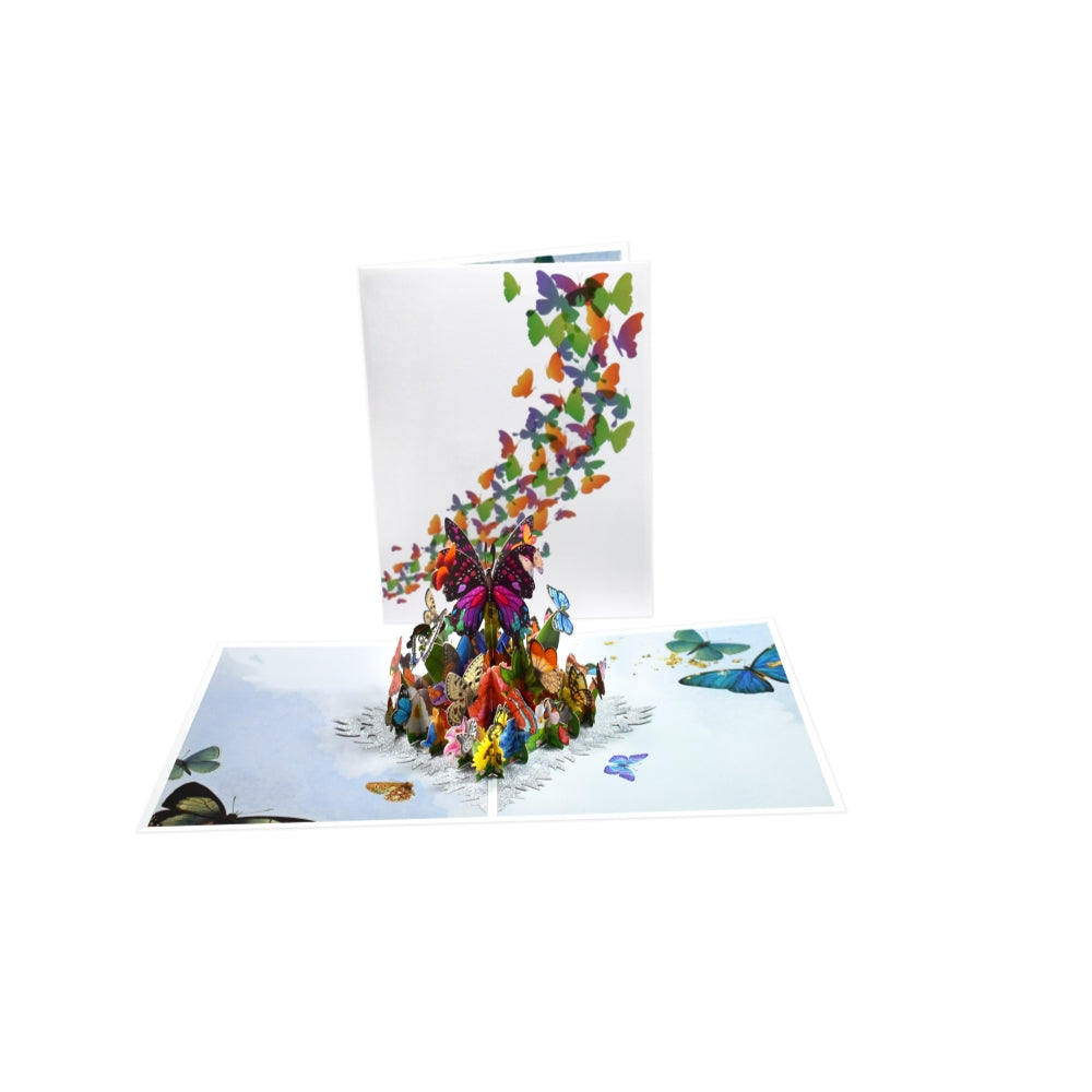 Wings of Wonder Colorful Butterfly 3D Pop Up Greeting Card