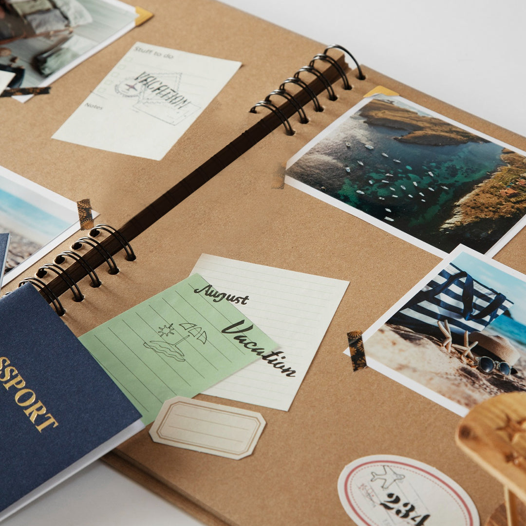 Pack of 2 Spiral Bound 180gsm Black Scrapbooks with Ribbon Closure and Metal Corners - 30 Sheets 20x20cm