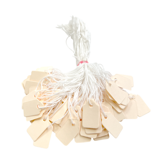 Pack of 200 Small Ivory Strung Tags 13 x 20mm