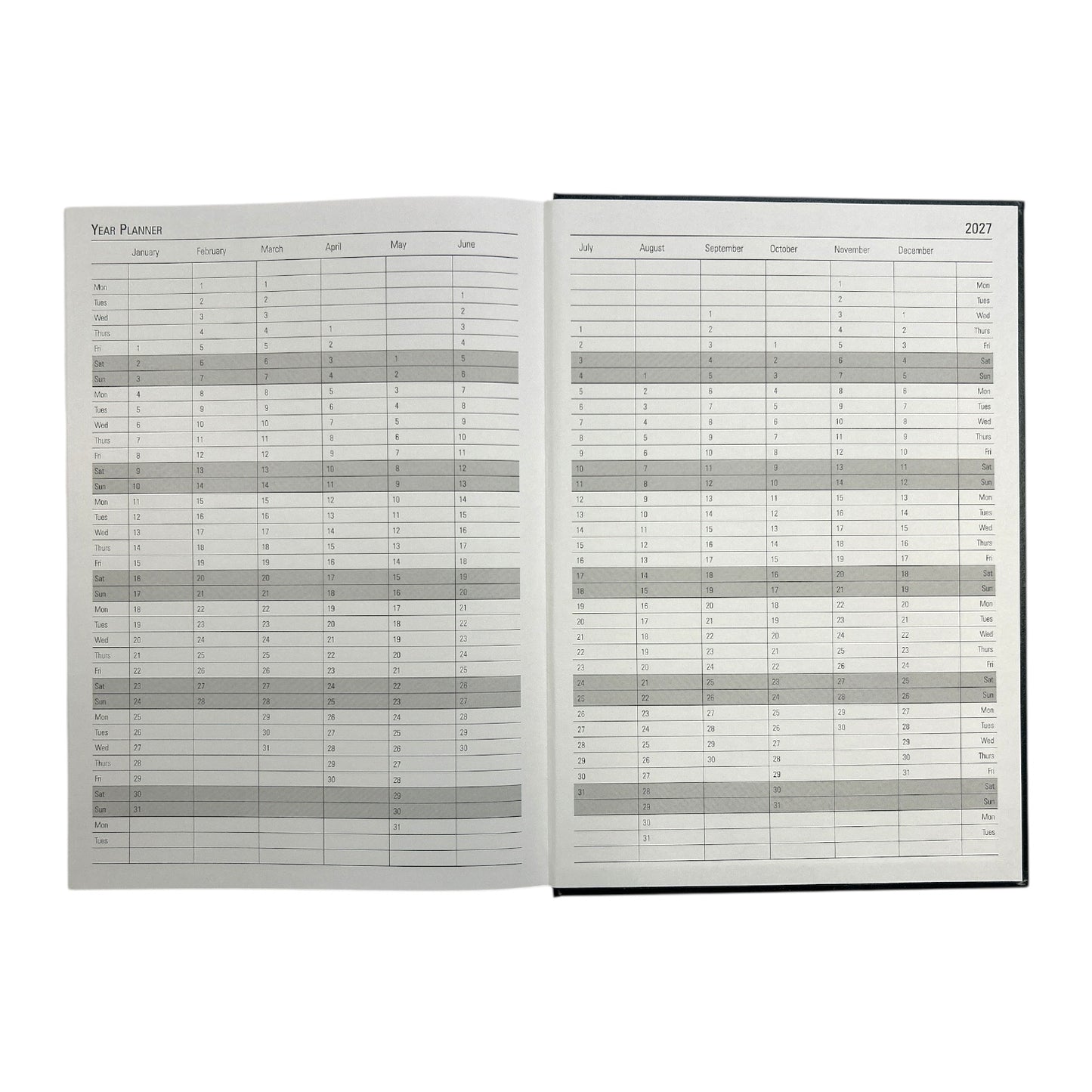 Janrax 2026 A4 2 Pages Per Day Black Desk Diary