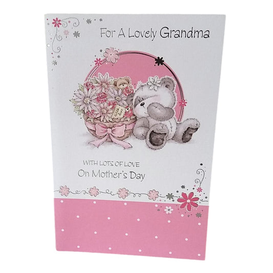 For A Lovely Grandma Teddy With Bunch of Flower Design Mother's Day Card