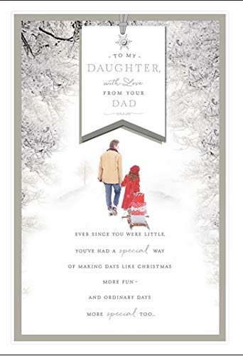 Daughter With Love From Dad Snowy Christmas Card 