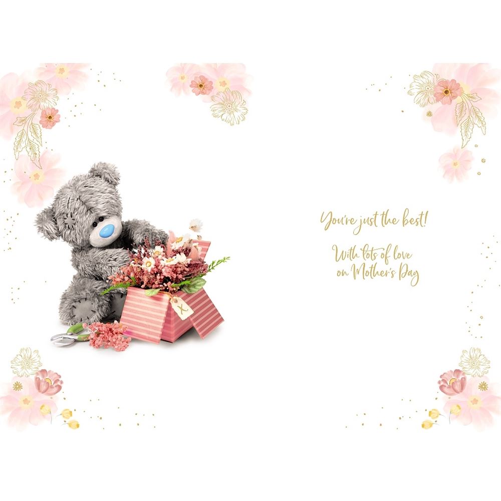 Bear With Box Of Flowers Nan Photo Finish Mother's Day Card