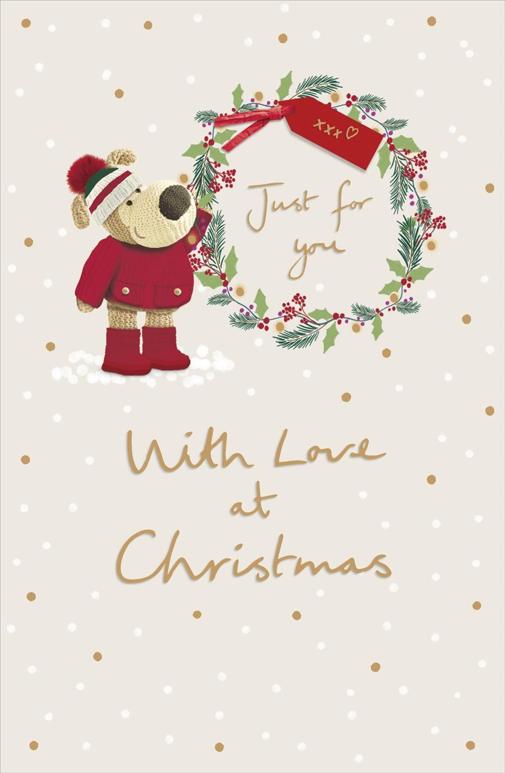 Boofle With Wreath Just For You Christmas Card