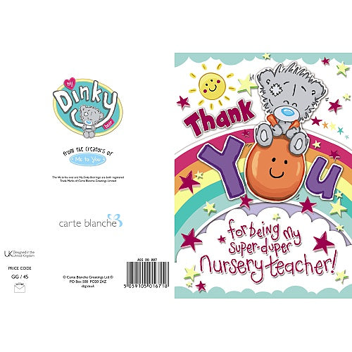 Me To You Bear Thank You Nursery Teacher My Dinky Card