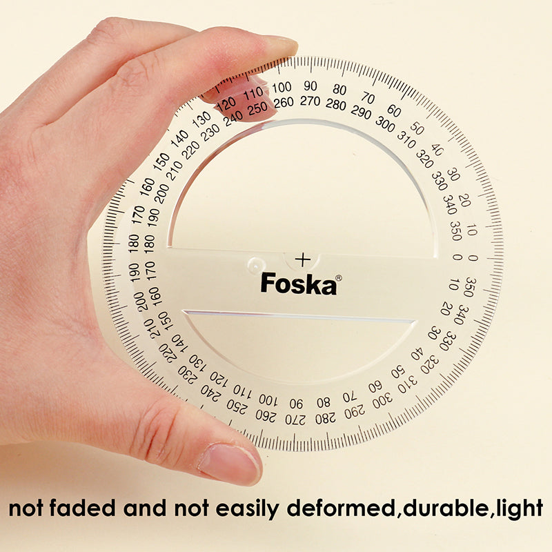 20cm (8 Inch) 360 Degree Clear Plastic Protractor – Math & Drawing Tool For Students, Teachers, Artists
