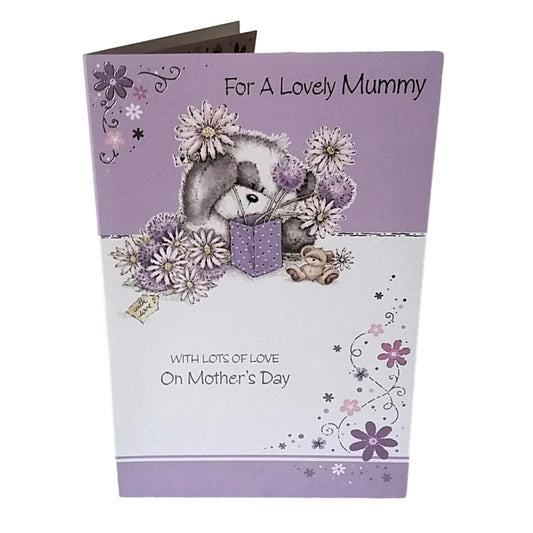 For A Lovely Mummy Teddy With Flower Design Mother's Day Card