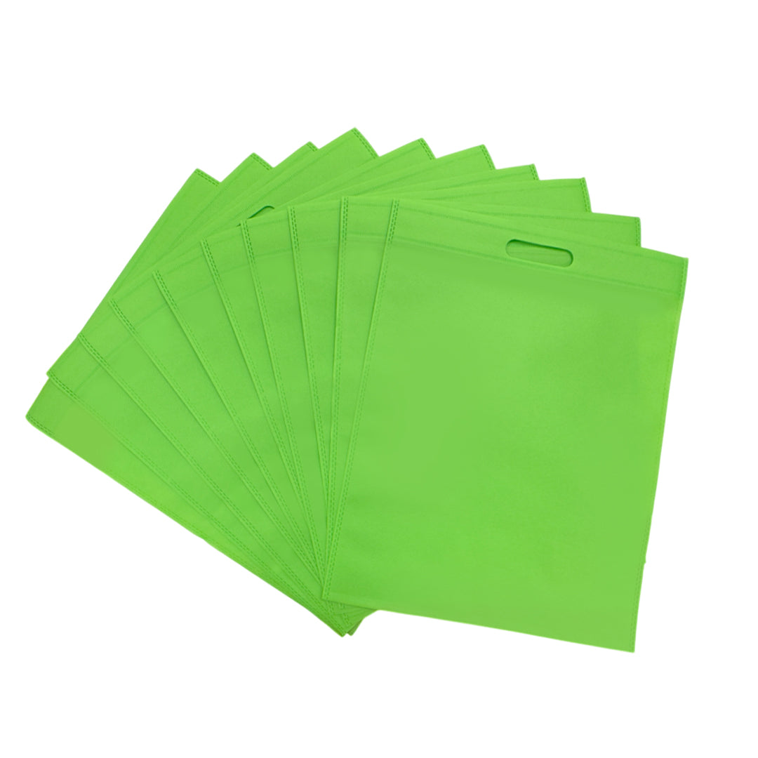 Pack of 25 Light Green Coloured 40x30cm Non-Woven Patch Handle Bags