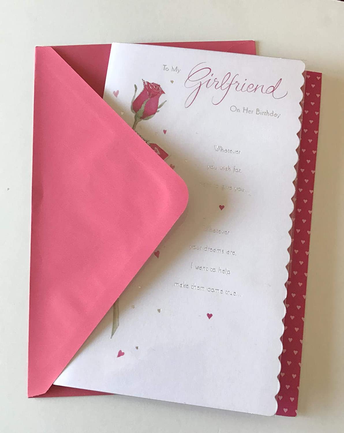 Girlfriend Birthday Card Rose With Nice Words