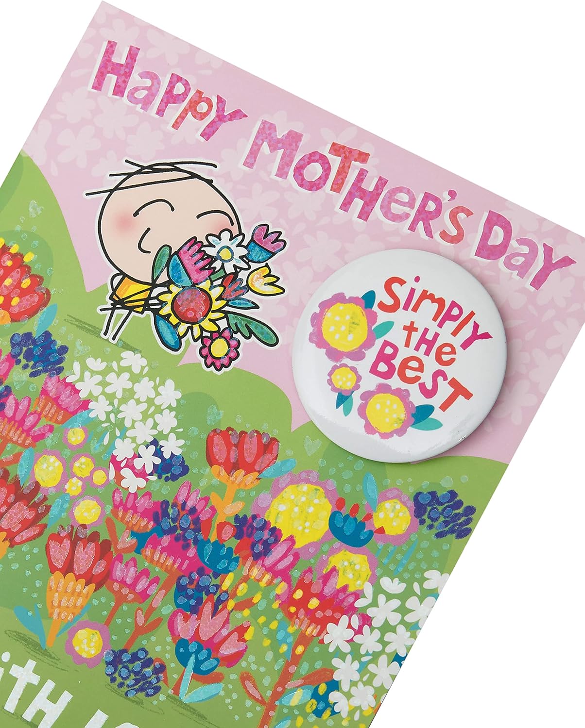 Cartoon Design Mother's Day Card with Badge