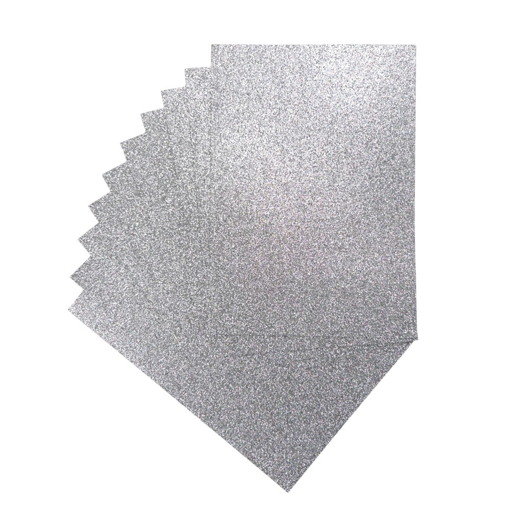 Pack of 100 A4 Silver Glitter EVA Foam Sheets