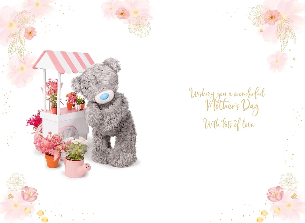 Bear With Flower Stand Photo Finish Amazin Mum Mother's Day Card